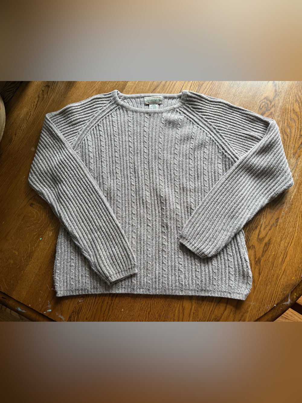 St. John's Bay Light Gray Cable Crew Neck Sweater